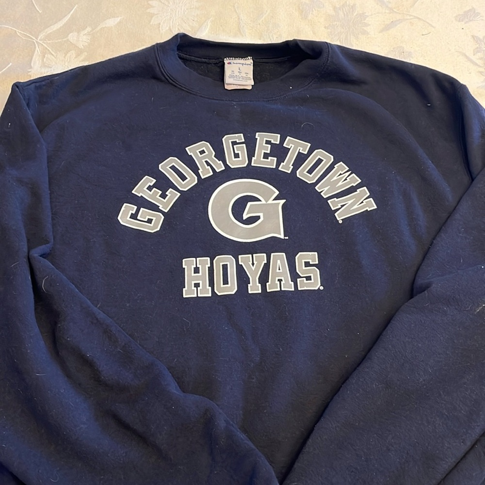 Georgetown University “Georgetown Hoyas” Navy Blue Champion Crewneck